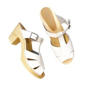 Jeffrey Campbell White Leather Mules